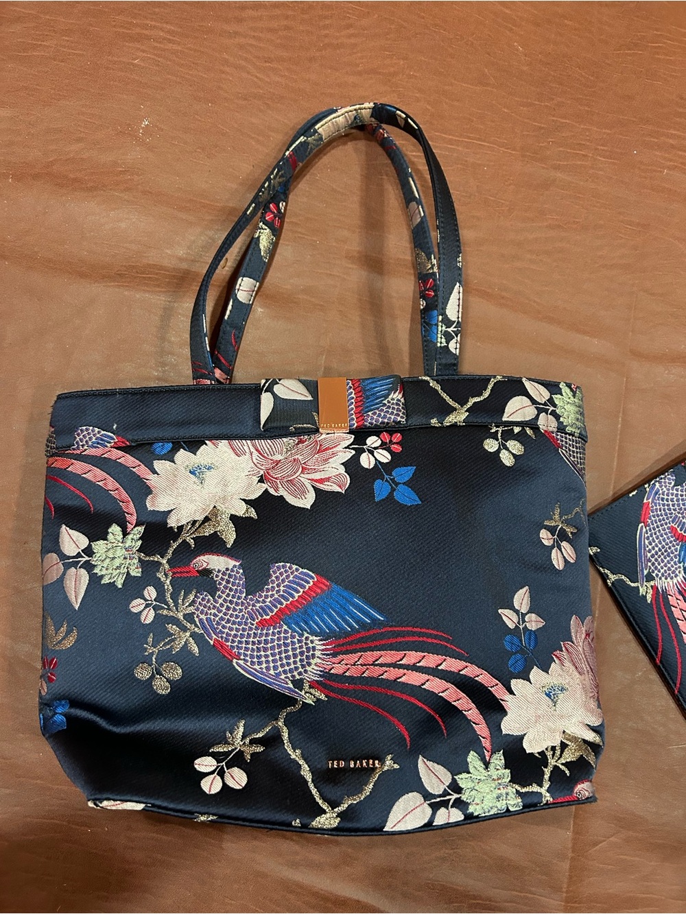 Ted Baker Navy Floral & Bird Print Tote